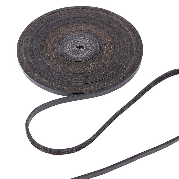 Flat Leather Jewelry Cord Jewelry DIY Making Material Black 5x2mm 5.47 Yards(4.8~5m)/Roll