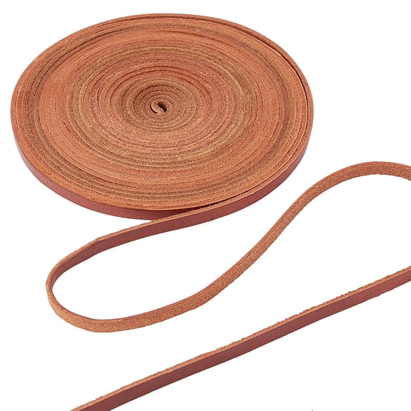 Flat Leather Jewelry Cord Jewelry DIY Making Material Saddle Brown 5x2mm about 5.47 Yards(4.8~5m)/Roll DIY