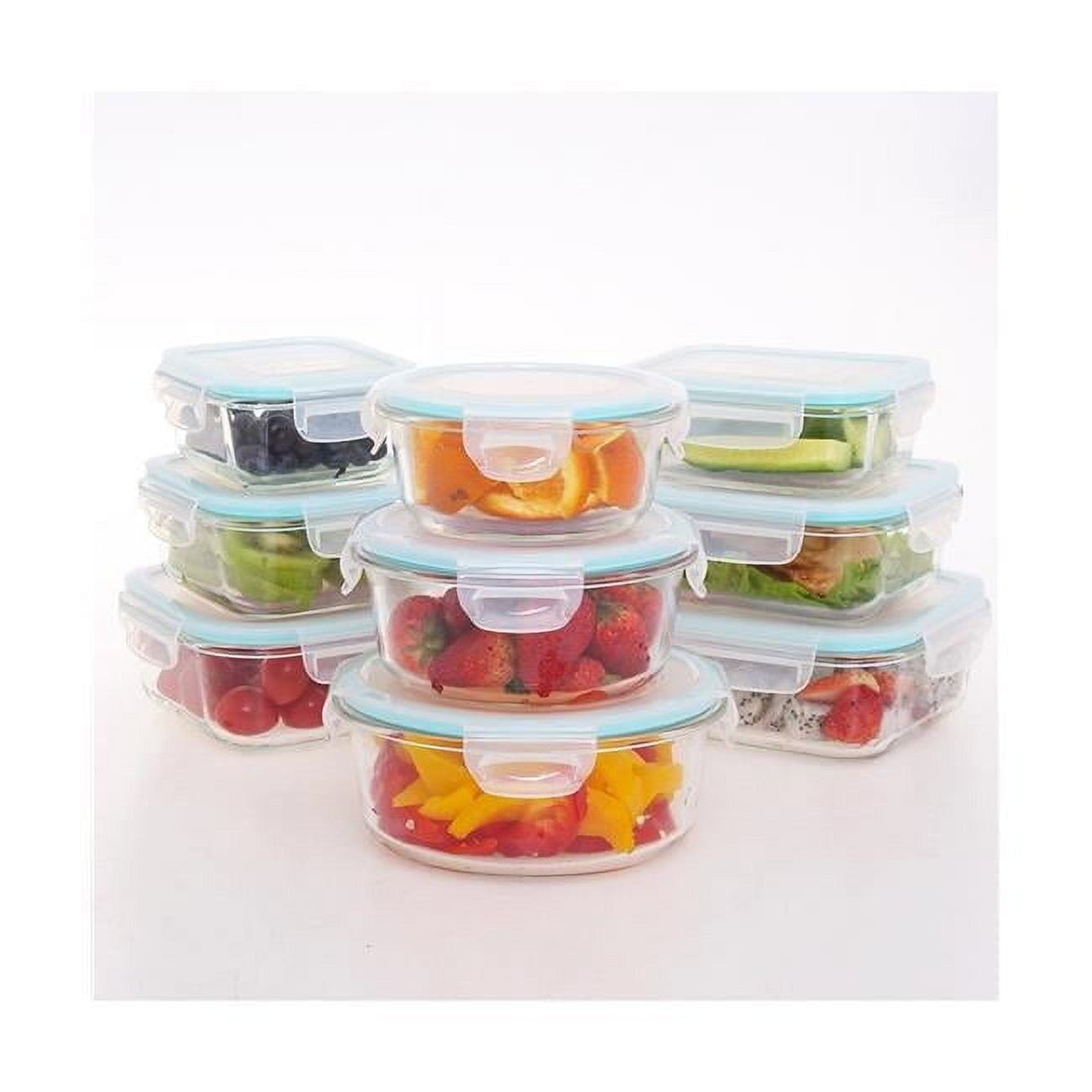 Flat Lid Nine-Container High Borosilicate Glass Food Storage Set - 18 Piece