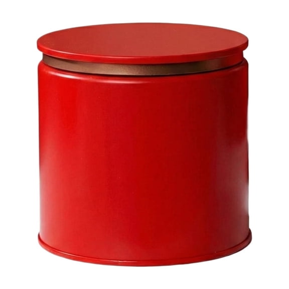 Flat Lid Round Tea Tin, Universal Empty Metal Tea Canister Storage Box(One Size,Red)