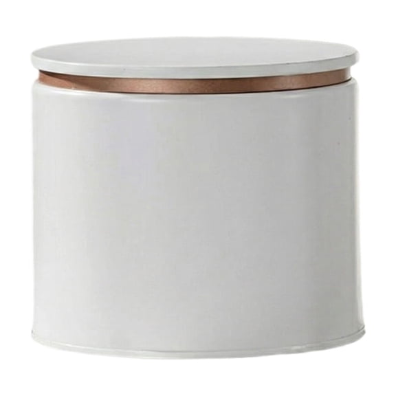 Flat Lid Round Tea Tin, Universal Empty Metal Tea Canister Storage Box(One Size,White)
