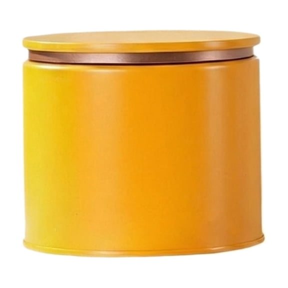 Flat Lid Round Tea Tin, Universal Empty Metal Tea Canister Storage Box(One Size,Yellow)