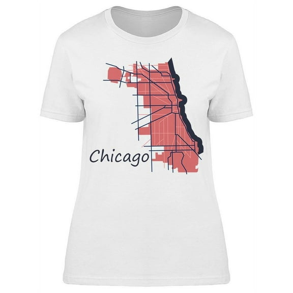 Flat Map Chicago City T-Shirt Women -Image by Shutterstock, Female Medium
