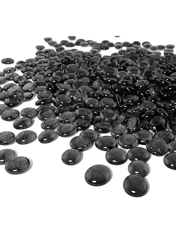 Flat Marbles Black Vase Filler Glass Pebbles Decorative Glass Beads for Vases, Gems, Rocks, Stones, Crafts, Table Scatter, Wedding Centerpieces, Mancala Stones 1 LB (100 Pcs, 0.70.8 Inch)