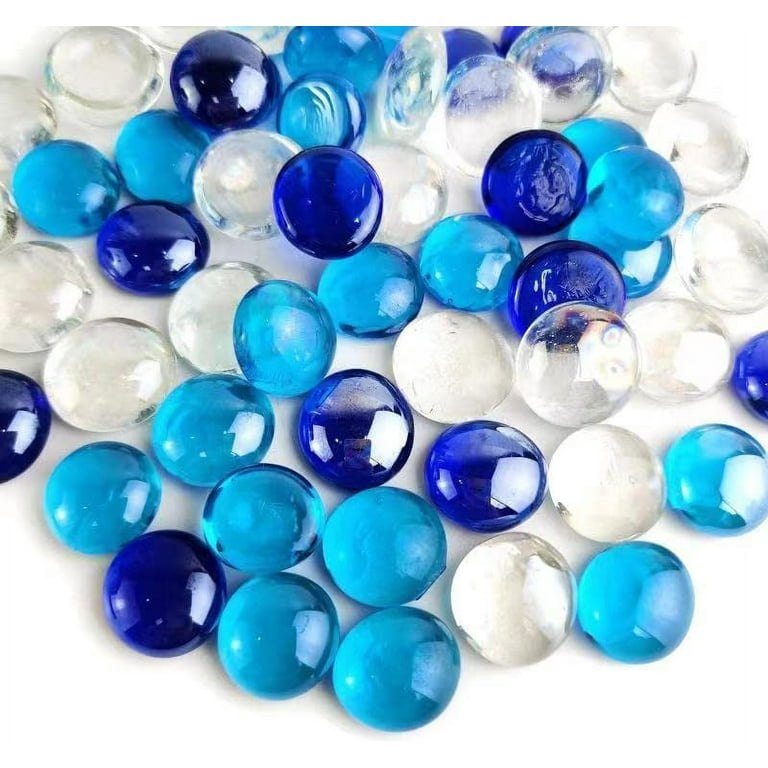 FUTUREPLUSX 1lb Multicolored Flat Glass marbles, Mixed Mancala Stones Pebbles Flat Beads Mosaics Gemstones for Vase Filler Table Scatter Home Decor