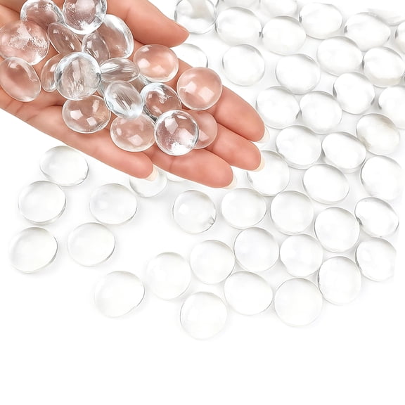 Flat Marbles Vase Filler Glass Pebbles – Decorative Glass Beads for Vases, Gems, Rocks, Stones, Crafts, Table Scatter, Centerpieces 1 LB