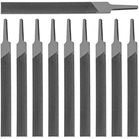 Flat Medium Cut File 6 Inch Double Cut Teeth High Carbon Steel Hand File Hardened Without Handle Chainsaw Rakers Depth Gauge Ideal for Wood Metal Plastic 10 Pack Professional$$Tools