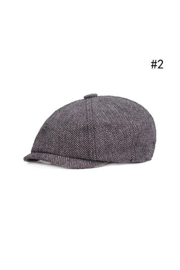Flat Mens Grey Cap Newsboy Herringbone Hat Bakerboy Gatsby Blinders Peaky E0B4
