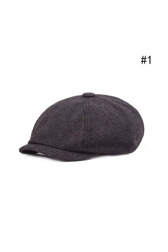 Flat Mens Grey Cap Newsboy Herringbone Hat Bakerboy Gatsby Blinders Peaky R0Q9