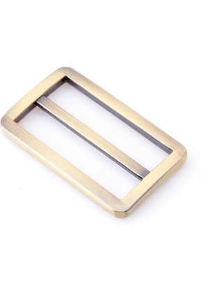 1-1/2 Inch Flat Metal Slide Buckle Triglide Strap Keeper Leathercraft Bag and Belt Adjuster Sliders, 6 Pack (Brushed Brass) VTSL