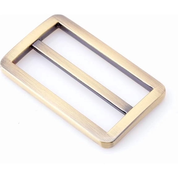 CRAFTME STUDIO 1-1/4 Inch Flat Metal Slide Buckle Triglide Strap Keeper Leathercraft Bag and Belt Adjuster Sliders, 6 Pack (Brushed Brass) VTSL