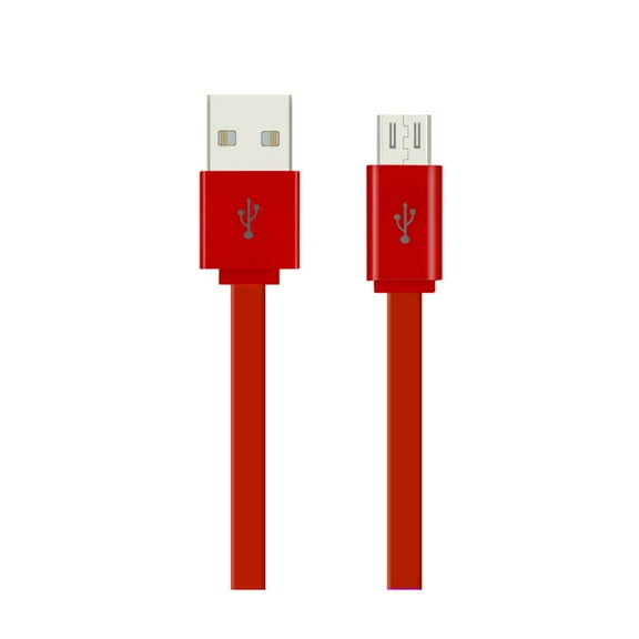 Flat Micro Usb Data Cable 3.2ft In Red