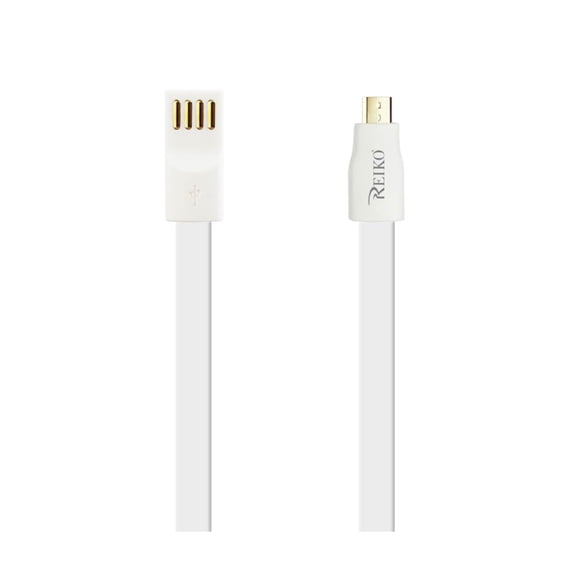 Reiko 47 inches Tangle Flat Cord Micro Usb Cable (Usb 2.0 A To Micro B) - White