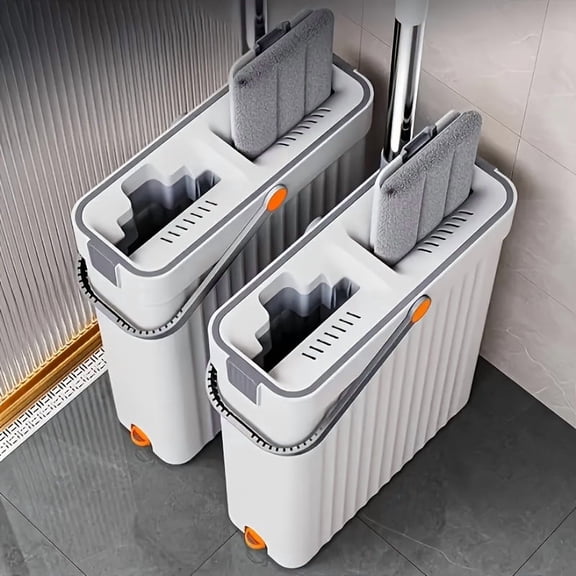 Flat Mop & Bucket Set, Wet Dry Floor Mop with 4 Washable And Reusable Microfiber Cloths, Cleaning for Floors, Yards, Bathroom, Essential Cleaning Supplies And Tools