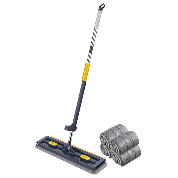 Flat Mop Floor Cleaner with 360° Swivel Head, Self-Wringing Microfiber Mop Pads for Hardwood, Tile & Laminate Floors, 51in Long Handle, Hands-Free Wet & Dry Cleaning