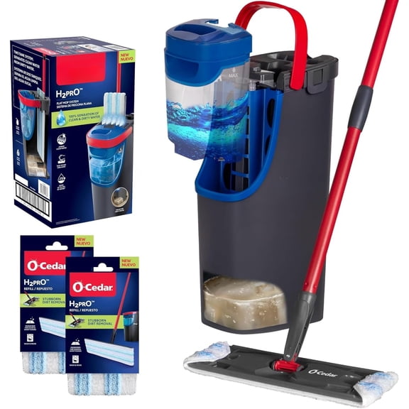 Flat Mop System | Quick Cleaning Tool | Clean with Clean Water | Machine Washable Reusable Microfiber Mop Pad | Safe on Wood Floors, Vinyl,Tile, Baseboards, Walls