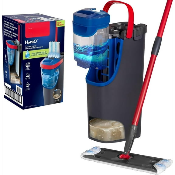 Flat Mop System  Quick Cleaning Tool  Clean with Clean Water Washable Reusable Mop Pad |Safe on Wood Floors,  Tile, Baseboards, Walls