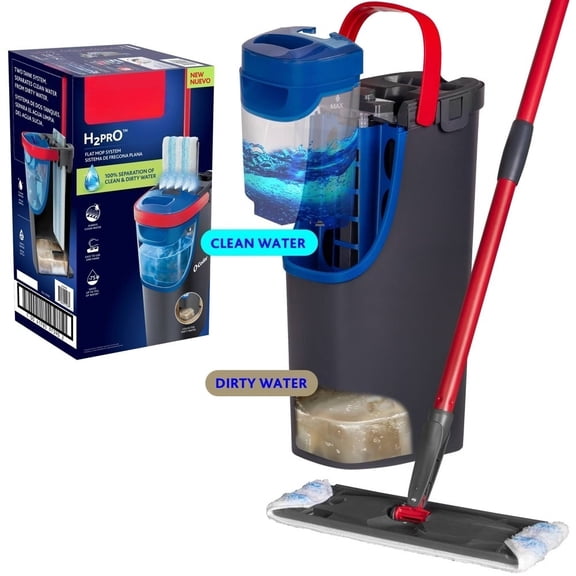 Flat Mop System: Steel Handle, Microfiber Head