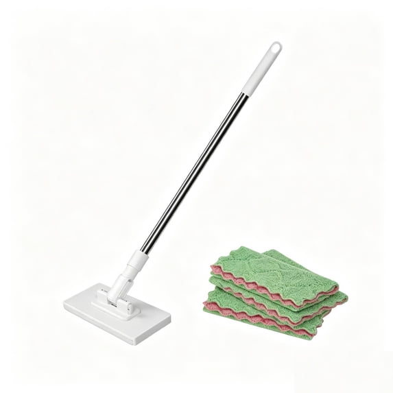 Flat Mop with 3 Reusable Washable Pads, 360° Rotating Head, Stainless Steel Long Handle for Wet and Dry Floor Cleaning