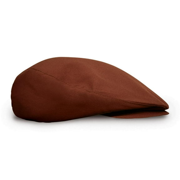 Flat Newsboy Traditional Golf Cap: 'Par 3' - Mens - Solid - Brown - Microfiber