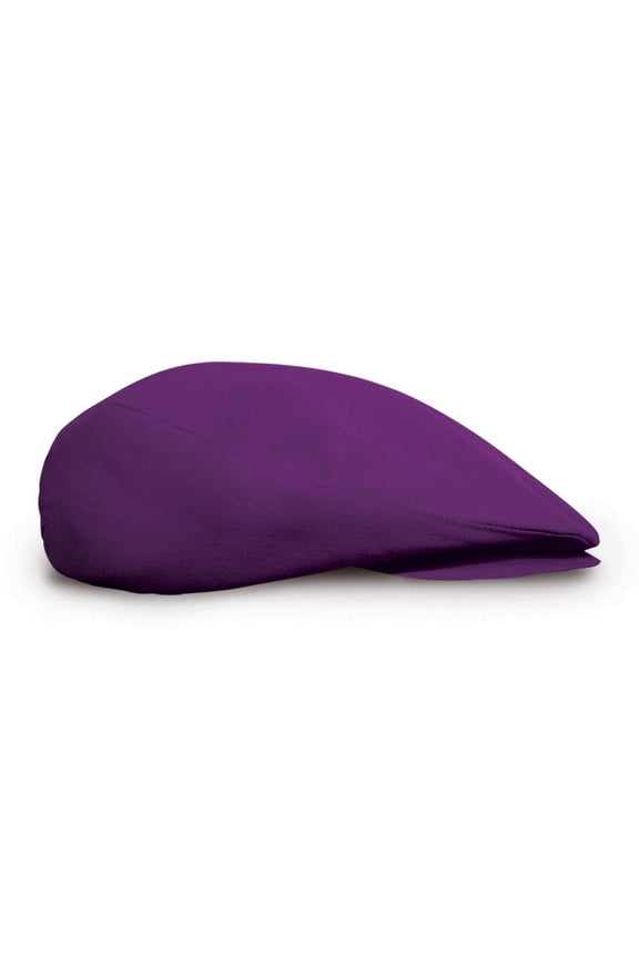 Flat Newsboy Traditional Golf Cap: 'Par 3' - Mens - Solid - Purple - Microfiber