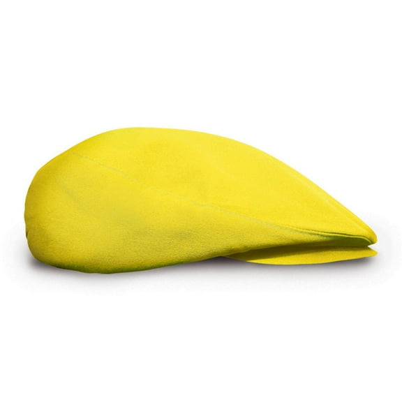 Flat Newsboy Traditional Golf Cap: 'Par 3' - Mens - Solid - Yellow - Microfiber