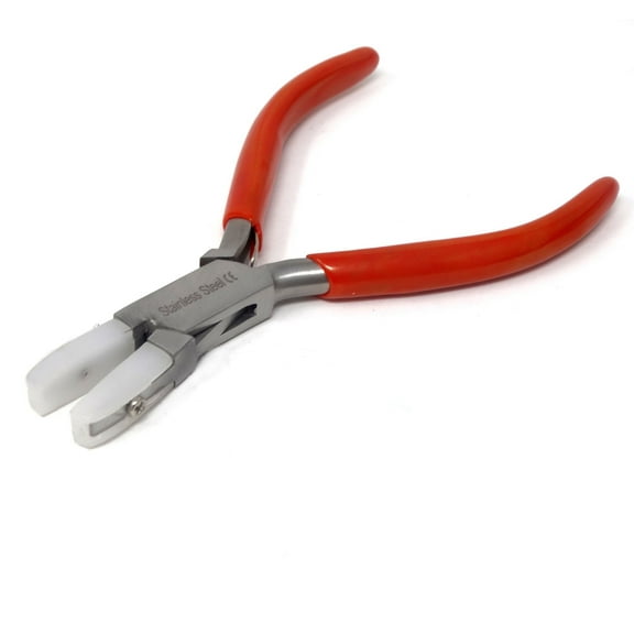Flat Nose Nylon Jaws Forming Plier 4-1/2" Pro Jewelry Bead Wire Work Pliers with Removable Sleeves Stainless Steel Tool with Cushion Grip