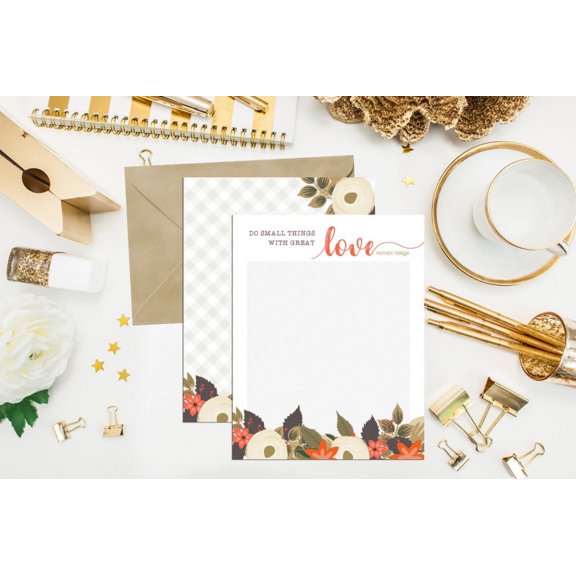 Flat Note Cards Do Small Things Love NEW 10 With Kraft Envelopes 4.25x5.5