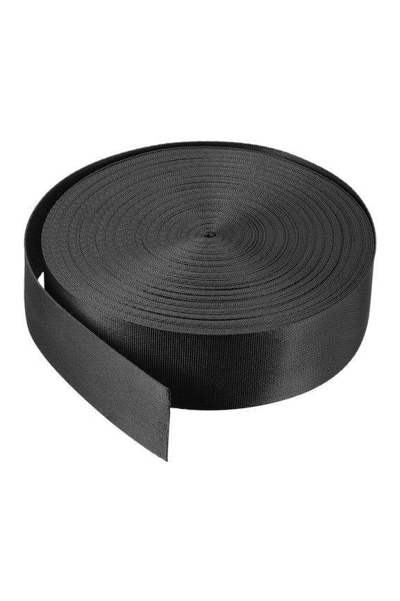 Flat Nylon Webbing Strap 1.5 Inch 25 Yards Black for Backpack, Luggage-rack