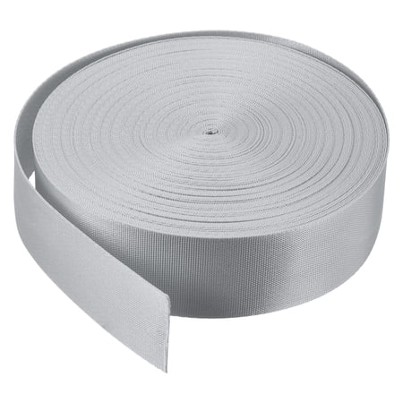 Flat Nylon Webbing Strap 1.5 Inch 25 Yards Grey for Backpack, Luggage-rack