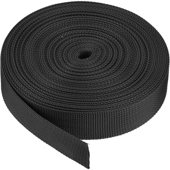 Flat Nylon Webbing Strap 1 Inch 10 Yards Black for Backpack, Luggage-rack -