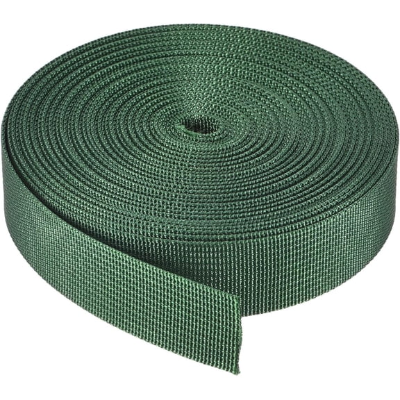 Flat Nylon Webbing Strap 1 Inch 10 Yards Green for Backpack, Luggage-rack -