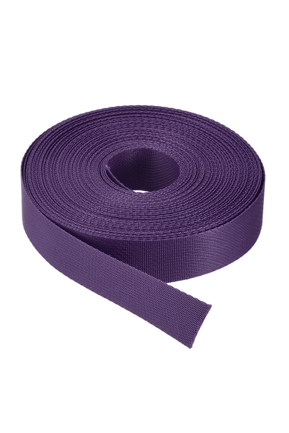 Flat Nylon Webbing Strap 1 inch 15 Yards Dark Purple for Backpack, Luggage-rack