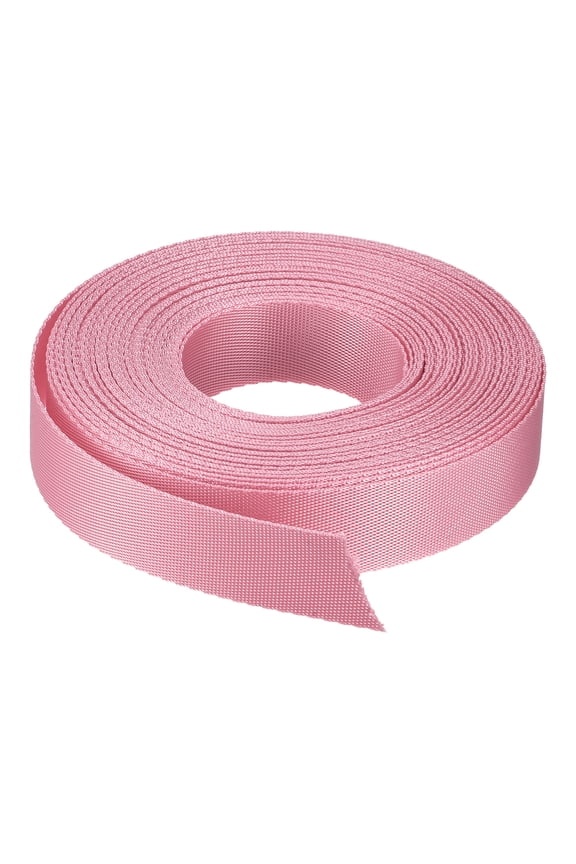 Flat Nylon Webbing Strap 1 inch 15 Yards Pink for Backpack, Luggage-rack