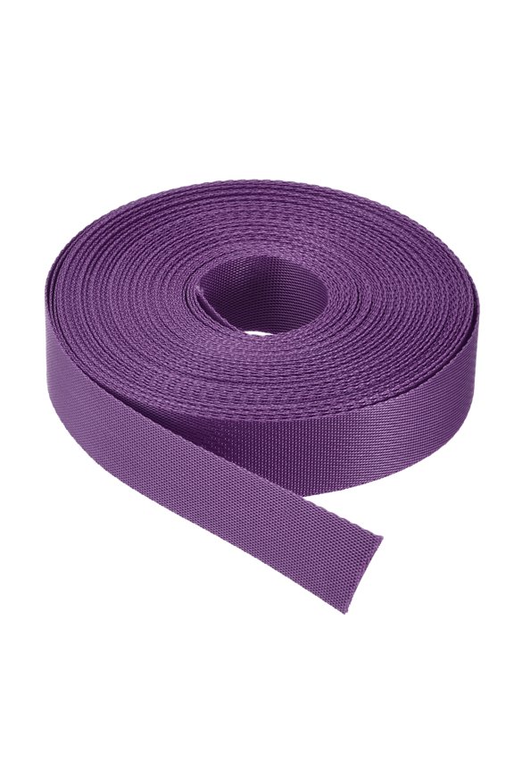 Flat Nylon Webbing Strap 1 inch 15 Yards Purple for Backpack, Luggage-rack