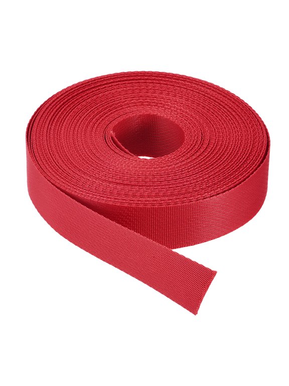 Flat Nylon Webbing Strap 1 inch 15 Yards Red for Backpack, Luggage-rack