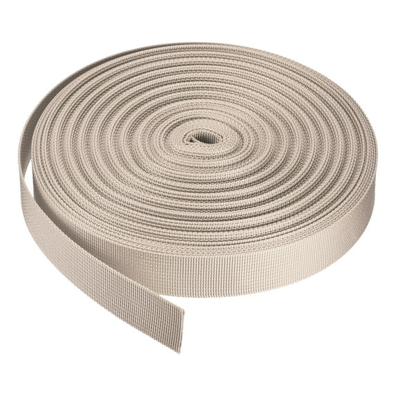 Flat Nylon Webbing Strap 1 Inch 25 Yards Champagne for Backpack, Luggage-rack