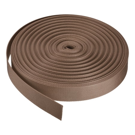 Flat Nylon Webbing Strap 1 Inch 25 Yards Light Brown for Backpack, Luggage-rack