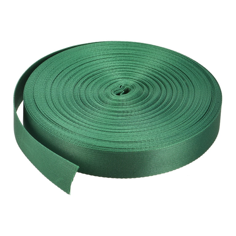 Flat Nylon Webbing Strap 1 Inch 30 Yards Green for Backpack, Luggage-rack 