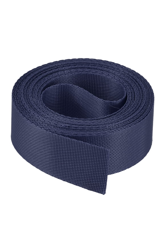 Flat Nylon Webbing Strap 1 inch 4 Yards Dark Blue for Backpack, Luggage-rack