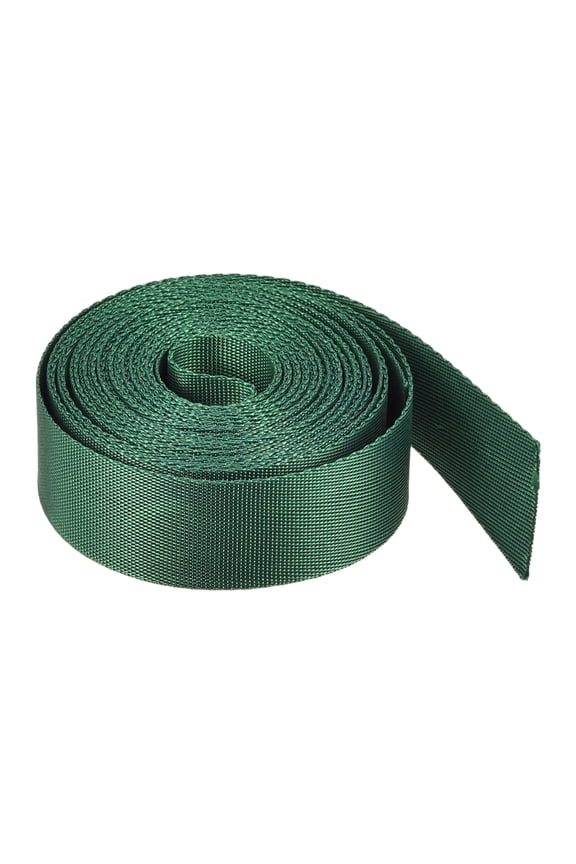 Flat Nylon Webbing Strap 1 inch 4 Yards Green for Backpack, Luggage-rack