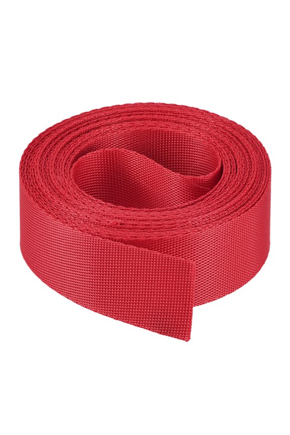 Flat Nylon Webbing Strap 1 inch 4 Yards Red for Backpack, Luggage-rack