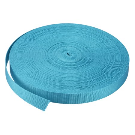 Flat Nylon Webbing Strap 1 Inch 50 Yards Light Blue for Backpack, Luggage-rack