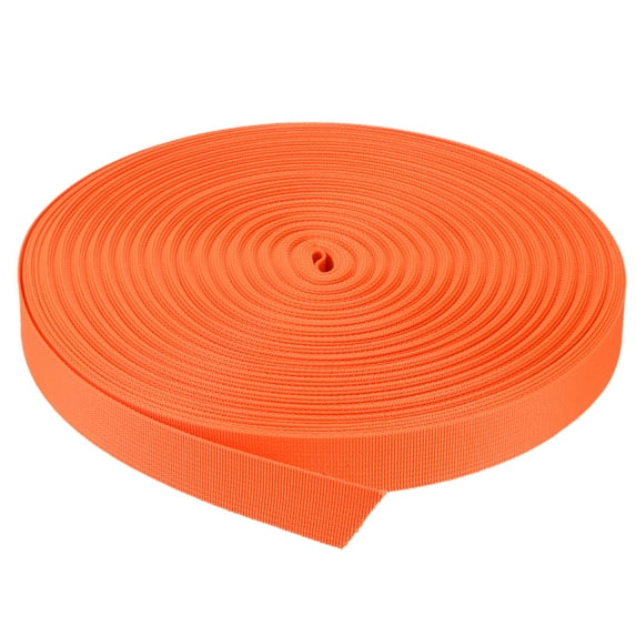 Flat Nylon Webbing Strap 1 Inch 50 Yards Neon Orange for Backpack, Luggage-rack
