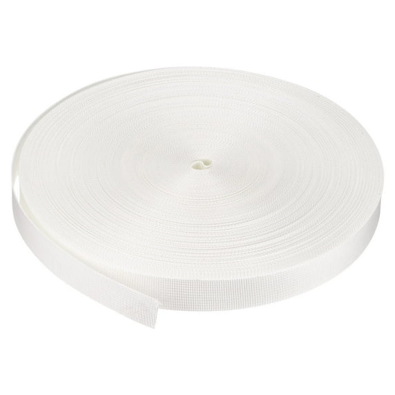 Uxcell Flat Nylon Webbing Strap 1 inch 50 Yards White for Backpack Luggage-rack Handle Chair Seat