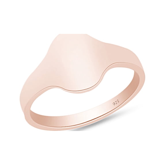 AFFY Flat Oval Top Signet Ring In 14K Rose Gold Over 925 Sterling Silver (Medium) Ring Size 12