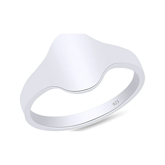 AFFY Flat Oval Top Signet Ring In 14K White Gold Over 925 Sterling Silver (Medium) Ring Size 12.5
