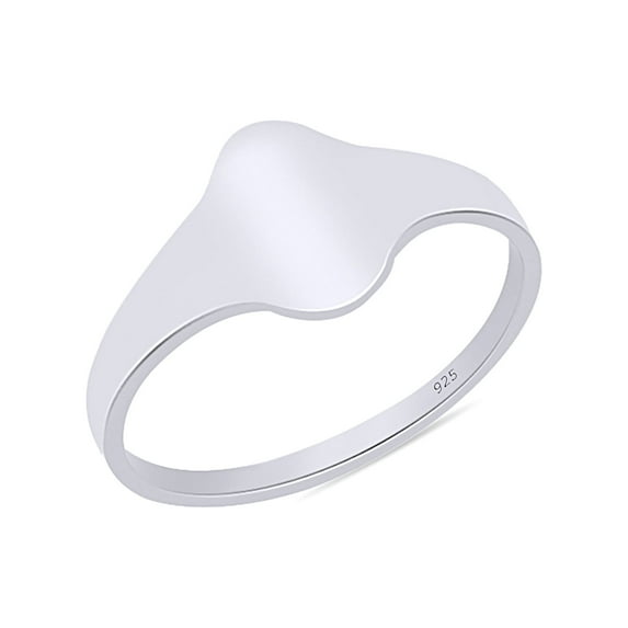 AFFY Flat Oval Top Signet Ring In 14K White Gold Over 925 Sterling Silver (Small) Ring Size 11