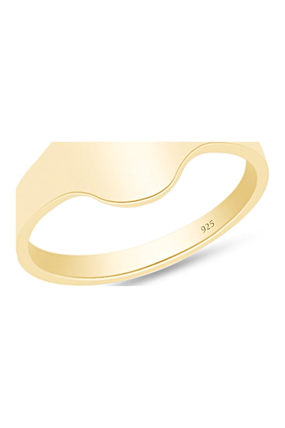 Flat Oval Top Signet Ring In 14K Yellow Gold Over 925 Sterling Silver (Medium) Ring Size 8