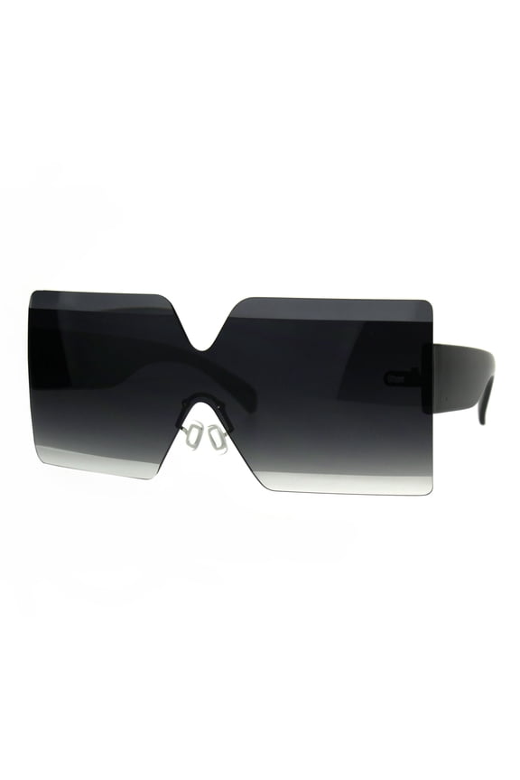 Flat Panel Shield Rectangle Robotic 80s Futurist Disco Funk Sunglasses Black Smoke